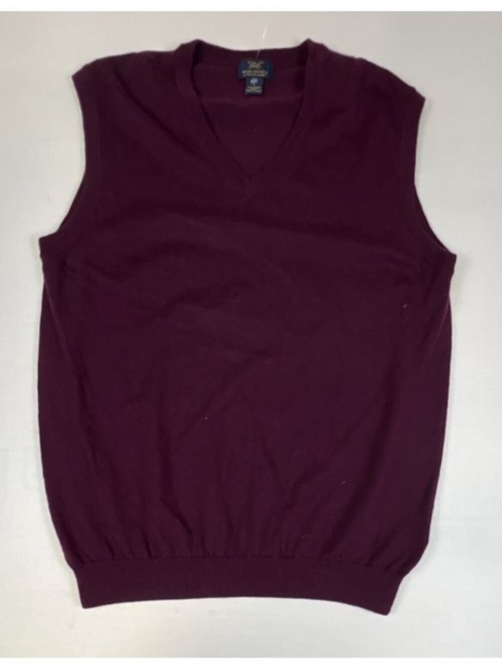 Brooks Brothers 346 Men L Sweater Vest Purple Merino Wool V-Neck Knit Pullover